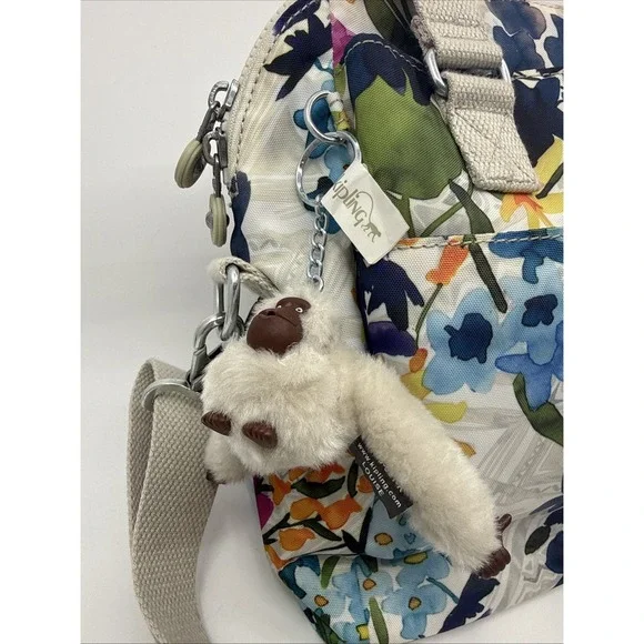 Kipling Flower Power Felicity Nylon Shoulder Bag Top Handle Spring Design - Picture 3 of 12